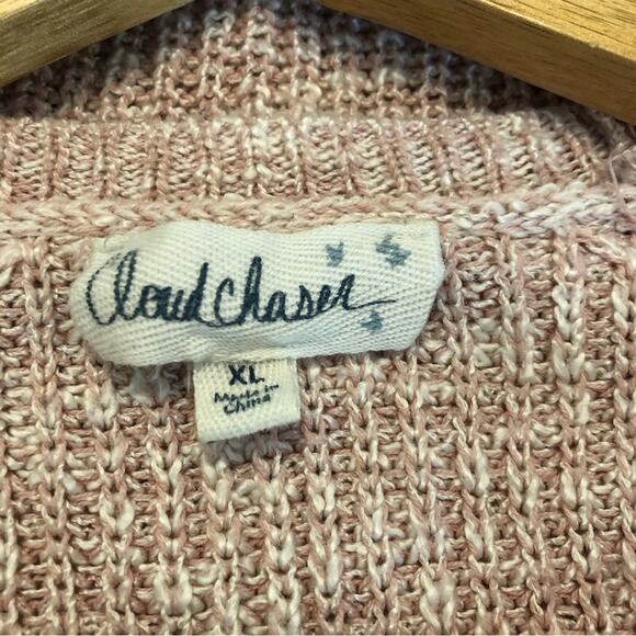 Cloud Chaser Y2K Pink Crewneck Sweater Cutout Ribbed Women’s XL Cozy Stretch - Picture 3 of 9